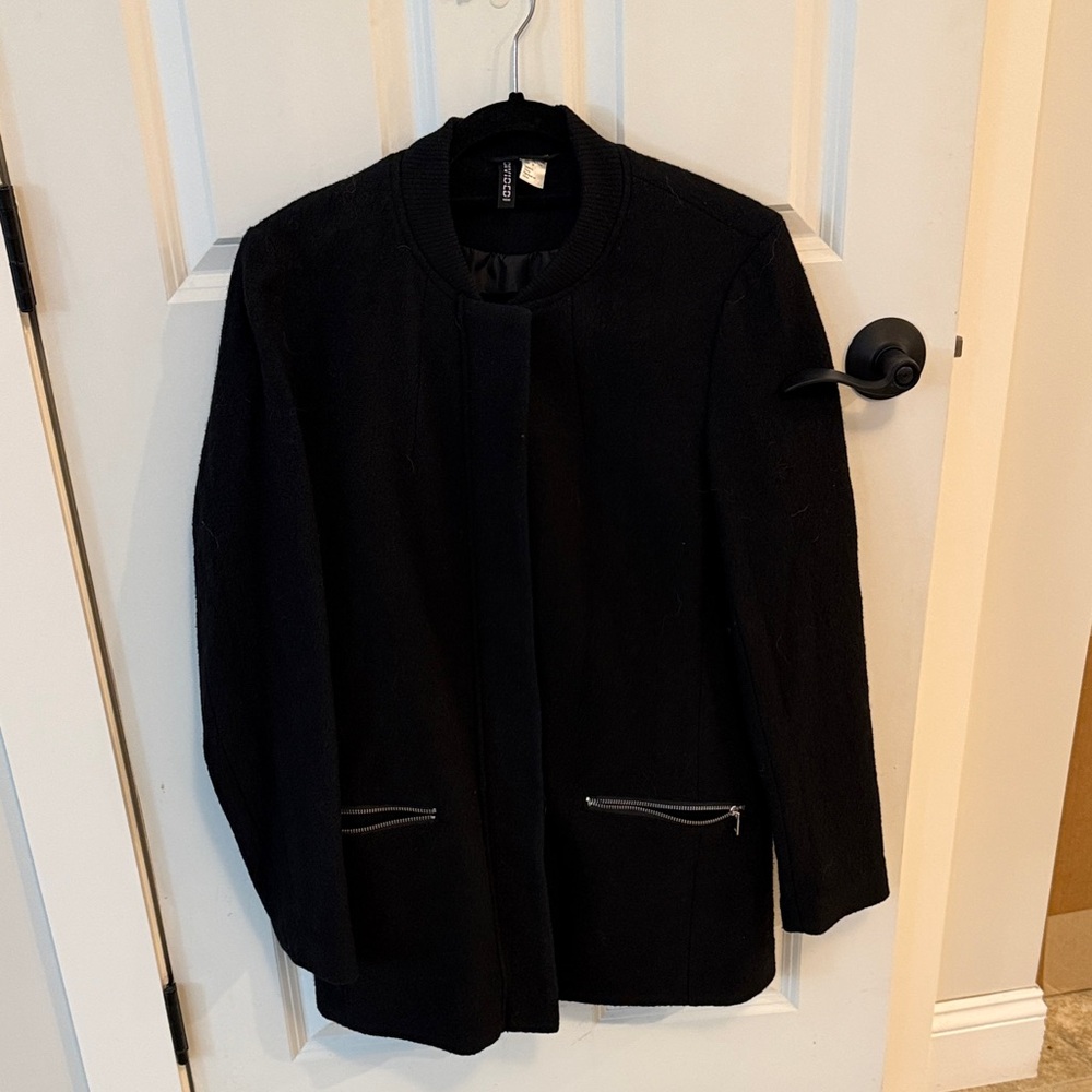 H&M Black Women's Blazer with Zipper Details